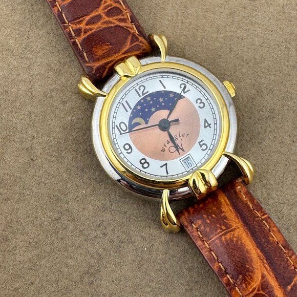 Vintage Like New Wrangler Moon Phase 2 Tone Watch Wear or to the Next Rodeo